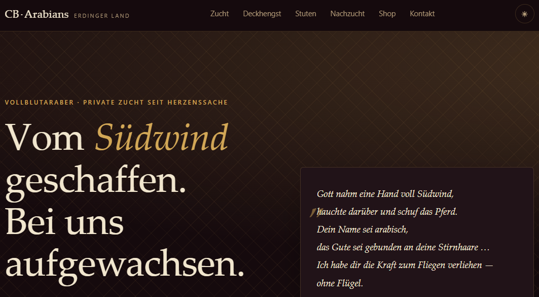 Screenshot der CB-Arabians Website