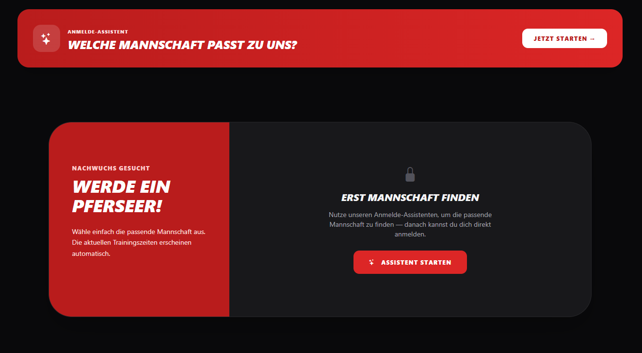 Screenshot der TSV Pfersee Website